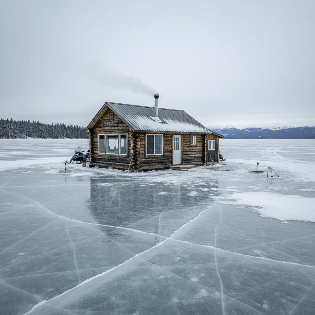 Large sleeper house on the ice